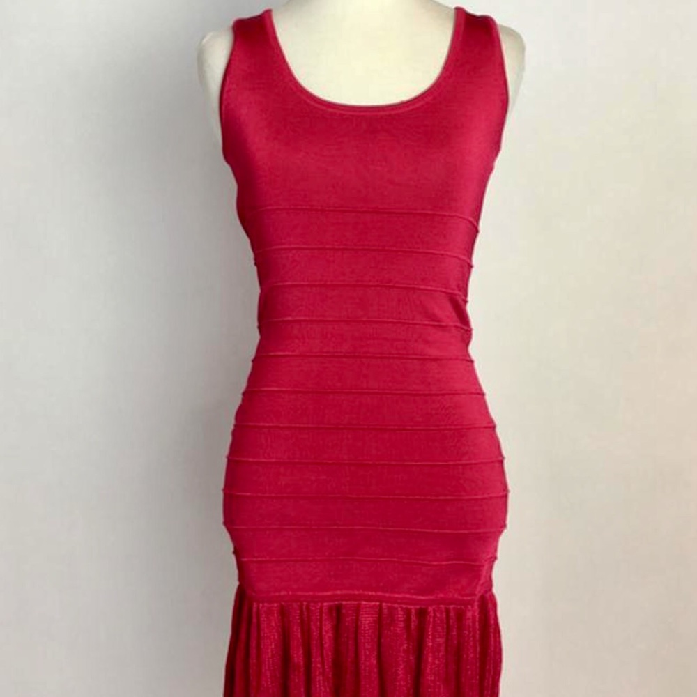 New Bebe bandage dress with ruffle